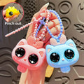 Creative Big Eyes Cat Pinch Keychain Cute Cartoon Kitten Doll Squeezing Decompression Couple Bag Pendant Gift Keyring