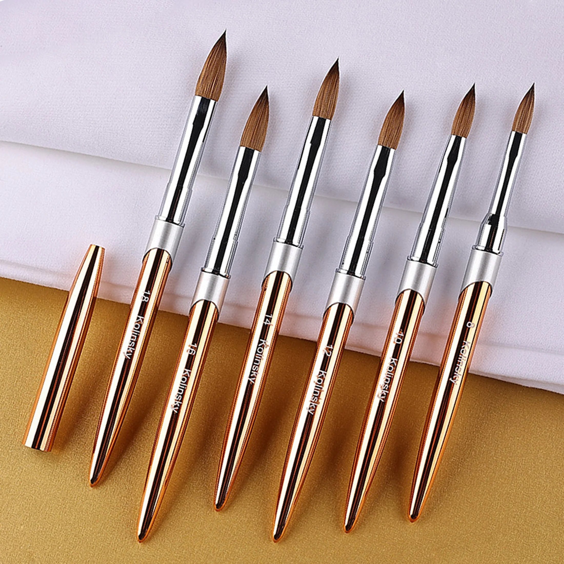 Wholesale Professional Rose Gold Pure Sable Acrylic Nail Brushes