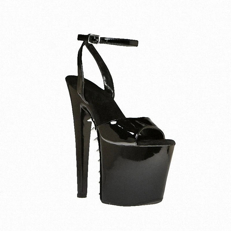 High Heels Open Toe Women's Shoes 20cm High Heels Sandals Platform Dance Shoes Black Pole Dance High Heels