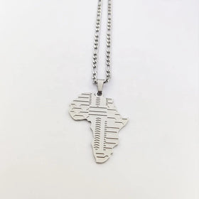 Engraving Africa Map Necklace Joyas Acero Inoxidable Necklace Yellow Urban Fashion Jewelry for Women/Men's Gift