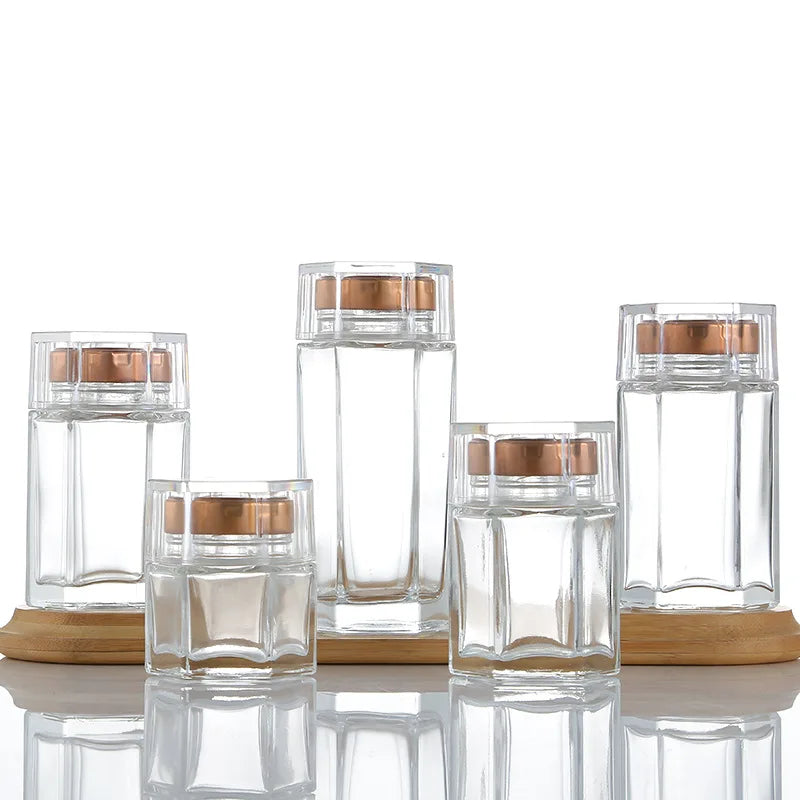 50ml 80ml 100ml 120ml 150ml 180ml 280ml 360ml 500ml 750ml Hexagon Glass Bird's Nest Bottle Glass Honey Bottle with Lid
