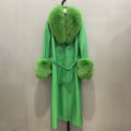 Custom Leather Coats Detachable Fur Collar Cuffs Genuine Leather Jacket for Women
