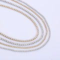 Trendy Women's Stainless Steel Tennis Chain Necklace Gold Plated with 3mm 4mm Cubic Zirconia Geometric Shape for Anniversaries