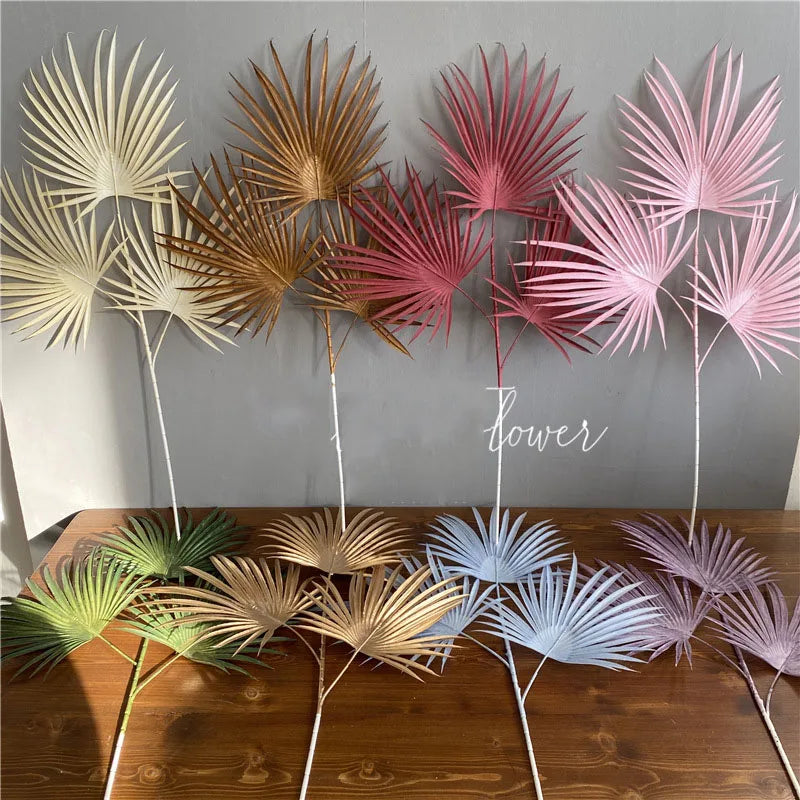 D-DW009 Wholesale Fan Leaf Arrangement Wedding Faux Plastic Palm Leaves Artificial for Flower Arrangement Home Party Decor