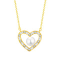 Minimalist Design Heart Lovely Necklace With Pearl S925 Sterling Silver Jewelry Zircon Heart Shape Necklace