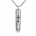 Punk Jewelry Stainless Steel Cross Bullet Urn Ashes Necklace