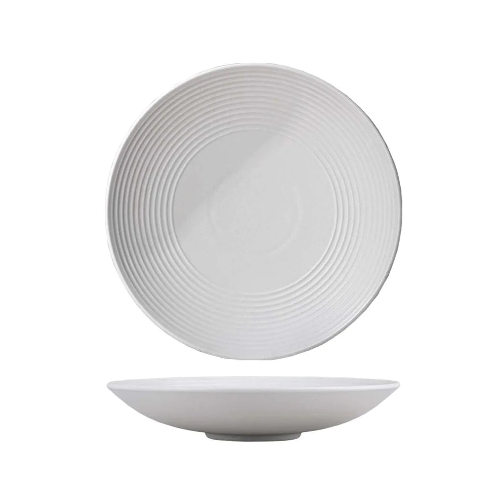 26.5cm Recycled PET Textured Bowl with Inner Spiral Grooves - Eco-Friendly Durable Tableware