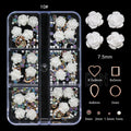 3D Flower Nail Art Decorations Mixed Size White Florets Charms Jewelry Gem Beads Diy Nails Accessories Art Gel Polish Nail Art