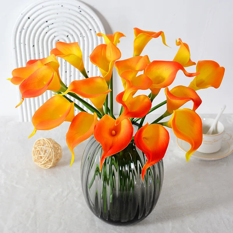 Realistic PU Calla Lily Artificial Flowers for Wedding Home & Holiday Decorations-for Christmas Mother's Day & Chinese New Year