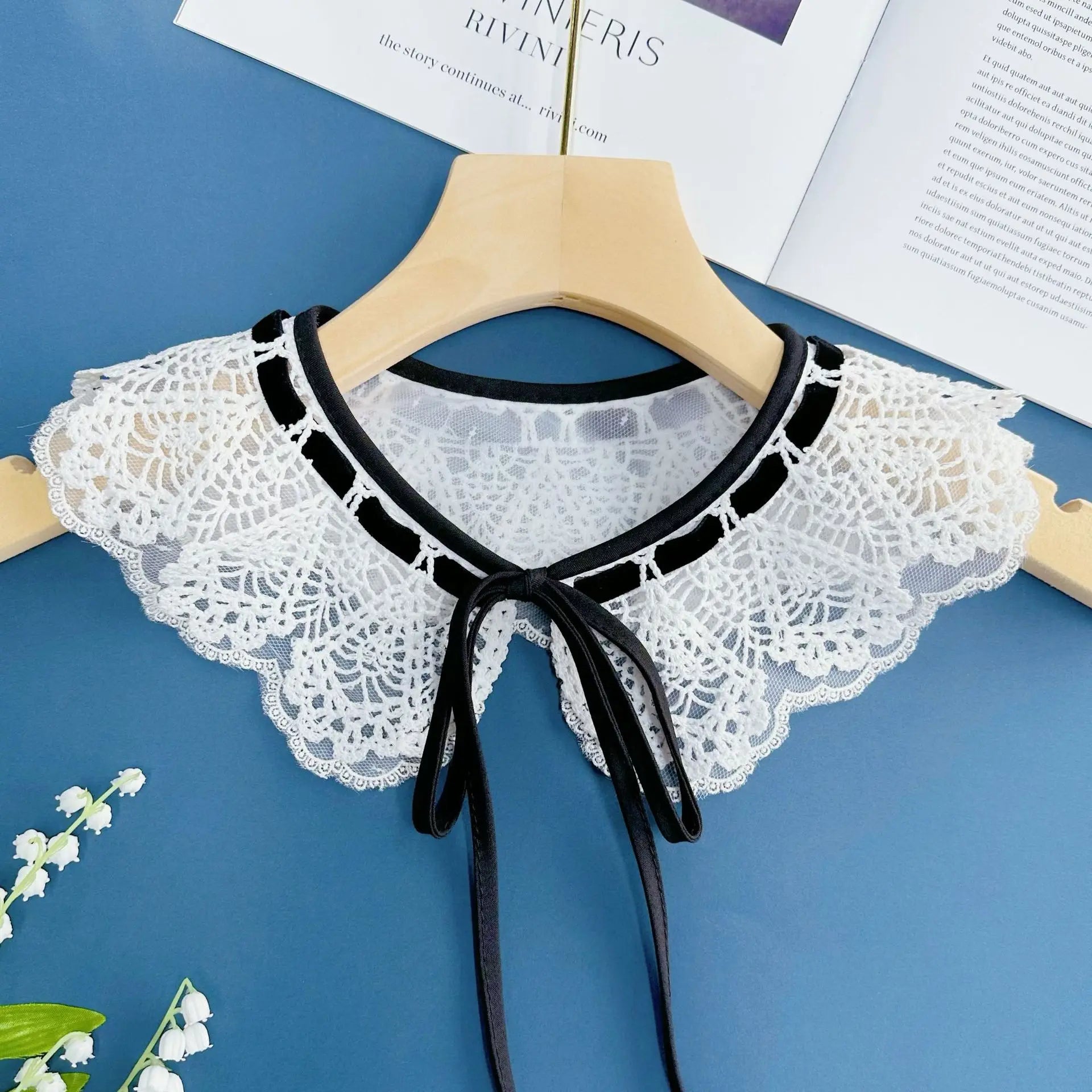 Lolita Style Double Layer Organza Detachable Collar Sweet Milk Silk Lace False Collar for Children Dresses & Blouses