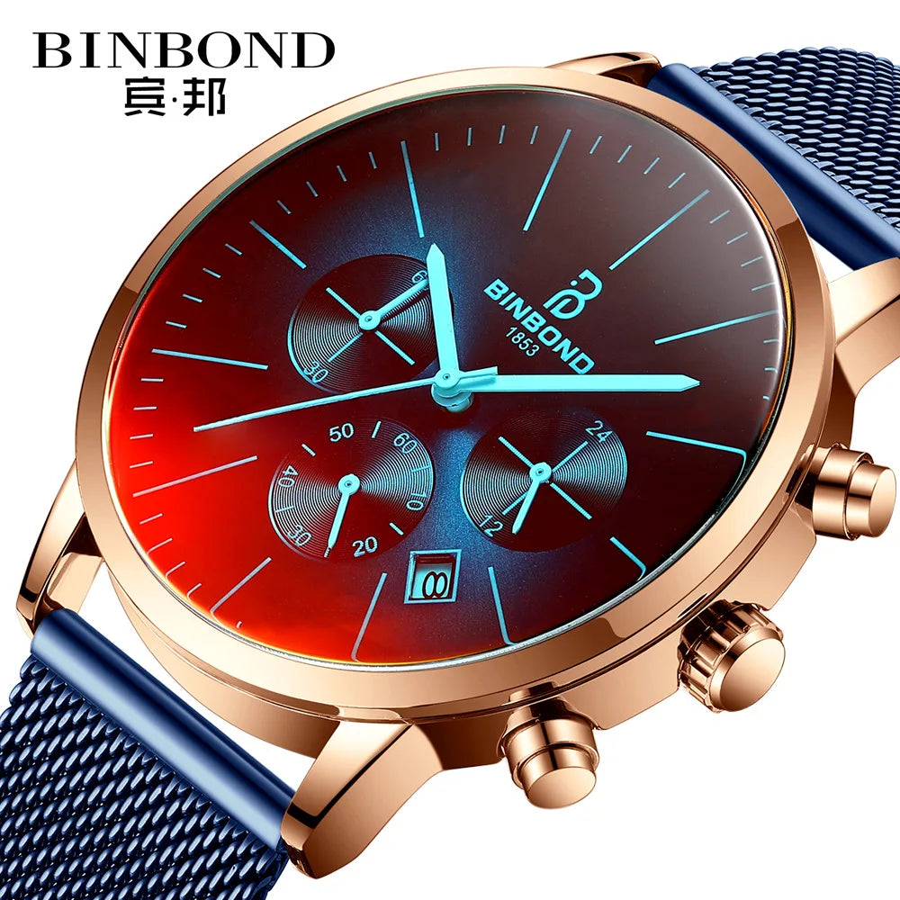 BINBONG B0135 Fashion Men's Watches Casual Gift Waterproof Clock Male Sport Quartz Watch Men Wristwatch Relogio Masculino