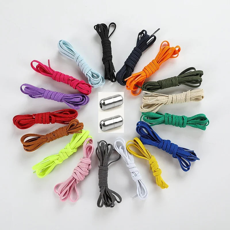 Flat No Tie Shoelaces Flat Elastic Shoe Laces for Kids and Adult Sneakers Shoelace Quick Easy Lock Shoelaces