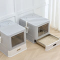 Fully Enclosed Stainless Steel Foldable Cat Litter Box with Leak-Proof Design New Upgrade 20L Inner Space Plastic Cat Toilet