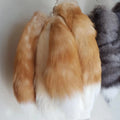 Wholesale Crystal 40 cm Large Black fox Tail China Fluffy Real fox Fur Tail Key Chain