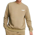 Custom Men Embroidered Sweatshirt Vintage Pullover Oversize Tan Brown 100% Cotton Sweatshirt Men