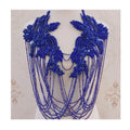 Silver Front Crystal Tassels Wedding Collar With Rhinestone Beaded Tassels Appliques Neckline MegaBDM