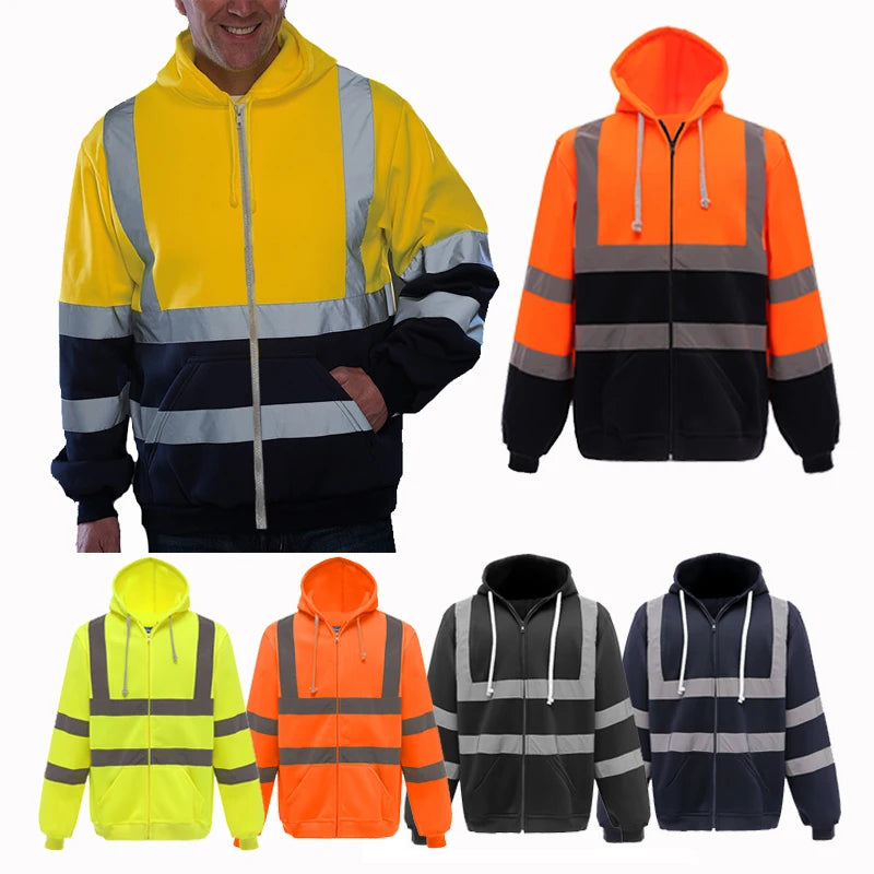 Zipper Closure High Visibility Reflective Pullover 100% Polyester Anti-pilling Fleece EN ISO 20471 Class 2 Safety Sweatshirt