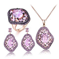 Nano Pink Morganite Jewelry Sets Gemstone Pendant Necklace Rings Drop Earrings 925 Sterling Silver for Women Best Gift