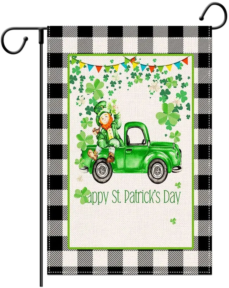Patricks Day Garden Banner Set Patricks Day Flag Shamrock Ireland Flag Irish Banner Yard Flag 12.5X18.5 Inch
