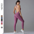 Women Sexy Solid Color Breathable Gym Fitness Yoga Leggings One Piece Sportswear Yoga Women JumpSuits