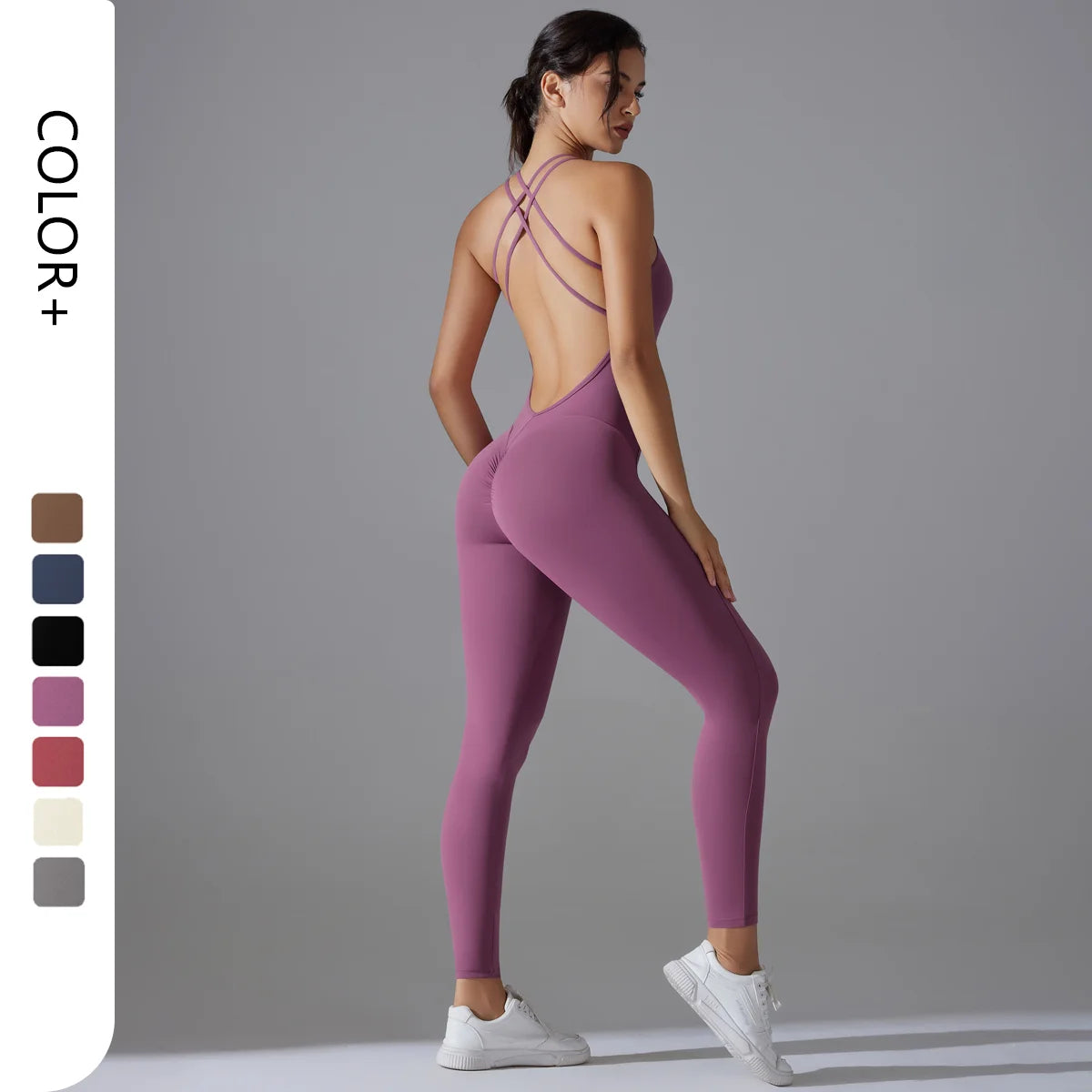 Women Sexy Solid Color Breathable Gym Fitness Yoga Leggings One Piece Sportswear Yoga Women JumpSuits