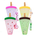 320ml Outdoor Transparent Plastic Juice Drinking Cup Ice Cream Popsicle Shape Drink Cup