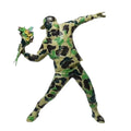 Free Art Sculpture Decoration Flower Throwing Boy Resin Craft in Camouflage for Pop Art Style Gift with Model Pattern