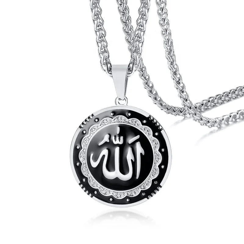 Men's Stainless Steel Pendant Necklace New Fashion Titanium Hip-hop Style Round Trendy for Weddings and Parties
