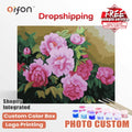 Orfon Factory Direct Drop Shipping Flower Paint by Numbers Kit - Pink Peony Bouquet Art for Home Decor DIY Craft