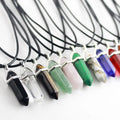 Raw Crystal Natural Healing Stone Necklace Pointed Opal Amethyst Rose Quartz Necklace Bullet Shape Gemstone Pendant Necklace
