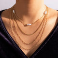 Fashion Gold Pearl Layered Chain Necklace for Women Wholesale N2112065