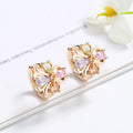 Ready to Ship 18k Gold Plated on Brass Women's Jewelry Flowers Flora Cubic Zirconia Crystal Earring Pendientes De Moda 2022