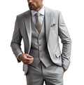 New Grey Groom Groomsman Men Suit Wedding Party Formal Occasions Business Male Tuxedo 3 Piece Set Jacket Vest Pants