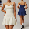 XW-DLT9172 Sports Skirt Slimming Tennis Dress Double Strap Tennis Skirt Fitness Workout Activewear Gym Yoga Golf Ladies Dress