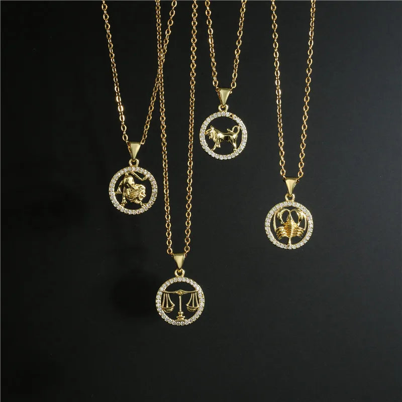 Cross Border Hot Selling Zodiac Animal Necklace Zircon Necklace Fashion Personality Pendant Necklace