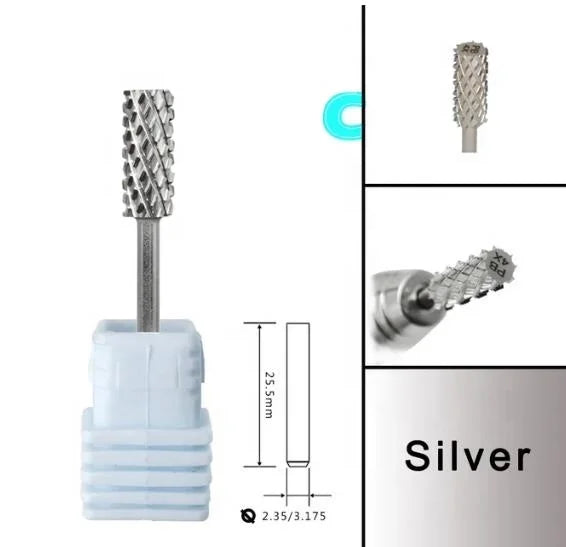 Small Barrel Silver Tungsten Steel Carbide Nail Drill Bits Milling Cutter German Accessories