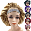 Custom Wide Edge Hair Cover Silk Satin Glitter Bling Diamond Rhinestone Bonnets With Diamonds Elastic Band