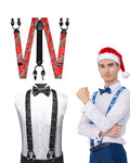 Christmas Men Suspenders Candy Cane Bow Tie With Pocket Square Bow Tie Set Adjustable Candy Cane Suspenders With Girt Box