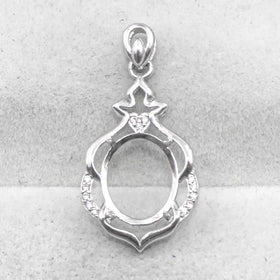 Sterling Silver 10*12mm Semi Mount Pendant Empty Frame Blank Support Setting S925 Base Holder Without Center Stone for DIY Inlay