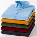 RNSHANGER Cotton Corduroy Autumn Winter Long Sleeve Regular Fit Mens Casual Shirt Warm Solid Men's Shirts With Pocket