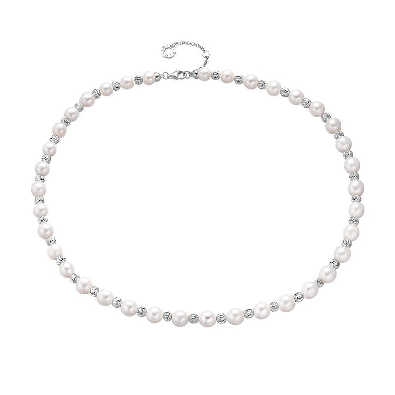 Fresh Water Mabe Pearl Baroque Shape Bead Necklace for Women 925 Sterling Silver Rhodium/Gold Plated Chain Elegant