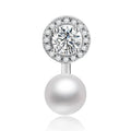 925 Sterling Silver Pendant with Natural Freshwater Pearl Rhodium Plated Cubic Zirconia Accents Elegant Solitaire Jewelry Gift