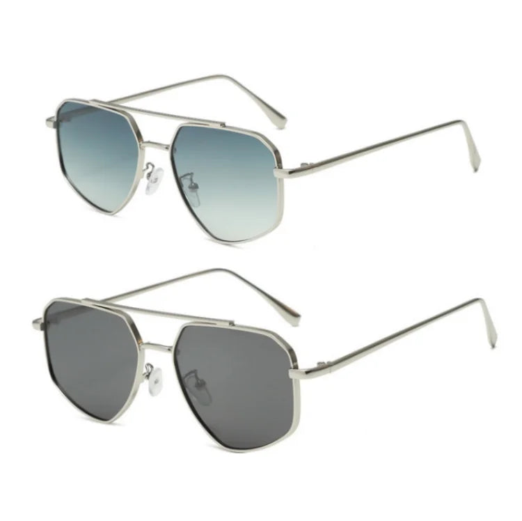 2025Dropshipping Spring Leg Glass Lenses Trendy Eyeglasses with Blue Black Gold Frames Metal Flat Top Shades Sunglasses
