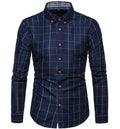 Cotton Men's Shirts Men Slim Fit Dress Shirt Wholesale Long Sleeve Plaid Casual Business Shirt