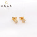 Ason New Trend Design Stainless Steel Jewelry Stud Earrings Five Flower Cut Stud Earrings With Diamonds