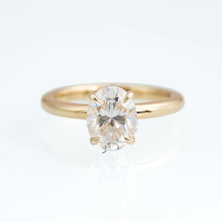 Goldleaf Jewelry's Custom 14K Solid Gold Wedding Engagement Ring 5ct D Color Oval Shape Moissanite Diamond Wedding Gift