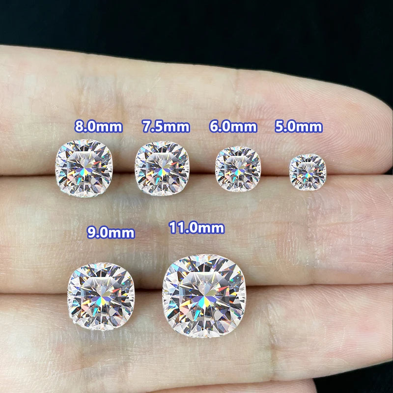 SICGEM Manufacturer Wholesale White D Color VVS1 Clarity Cushion Cut Synthetic Loose Moissanite