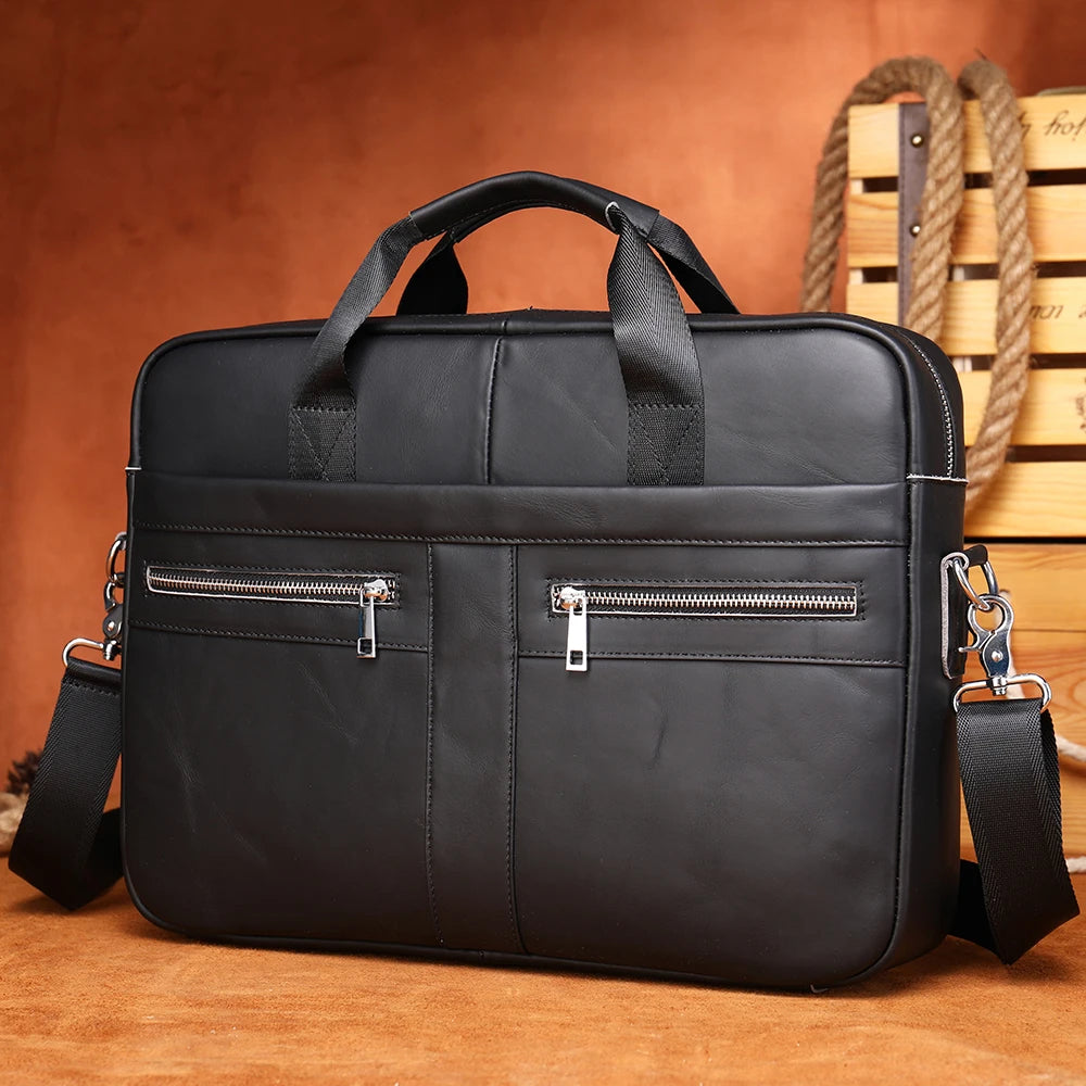 Marrant 5011 Genuine Leather Briefcase Business 15.6 Inch Laptop Bag Inserted Suitcase Handbag Men Soft Sided Leather Briefcase