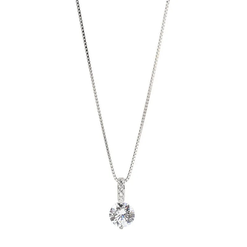Rainbowking 2023 Fashion S925 Sterling Silver Necklace Commuter Box Chain Shiny Zirconia Fine Jewelry for Christian Weddings