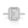 Elegant Classic 1mm Band Ring 925 Sterling Silver Square Clear Emerald Cut Cubic Zirconia Rhodium Plated for Wedding